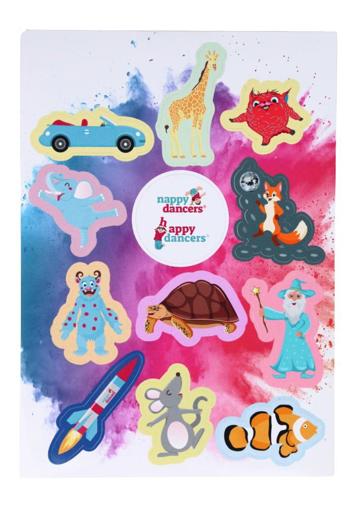 nappydancers®Stickerbogen – Bunter Aufkleber für kleine Tänzer